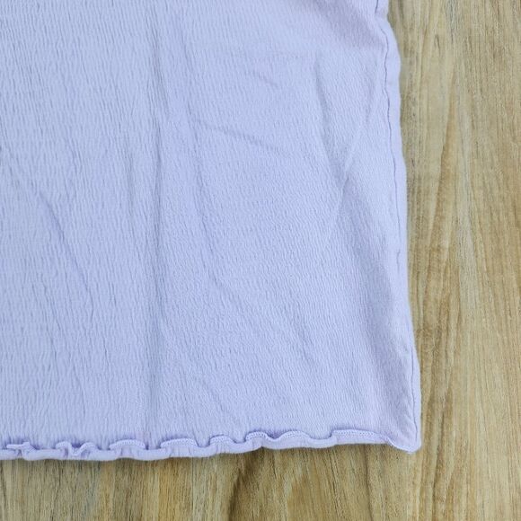 ☔️🍑SO Lavender Cropped Lettuce Trim Short Sleeve Top Medium - Picture 5 of 7